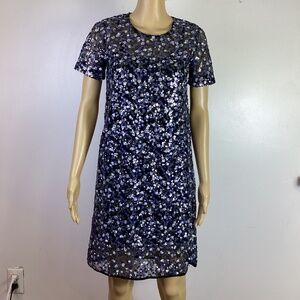 Michael Kors Millefleur Sequined T-Shirt Dress Sz XS